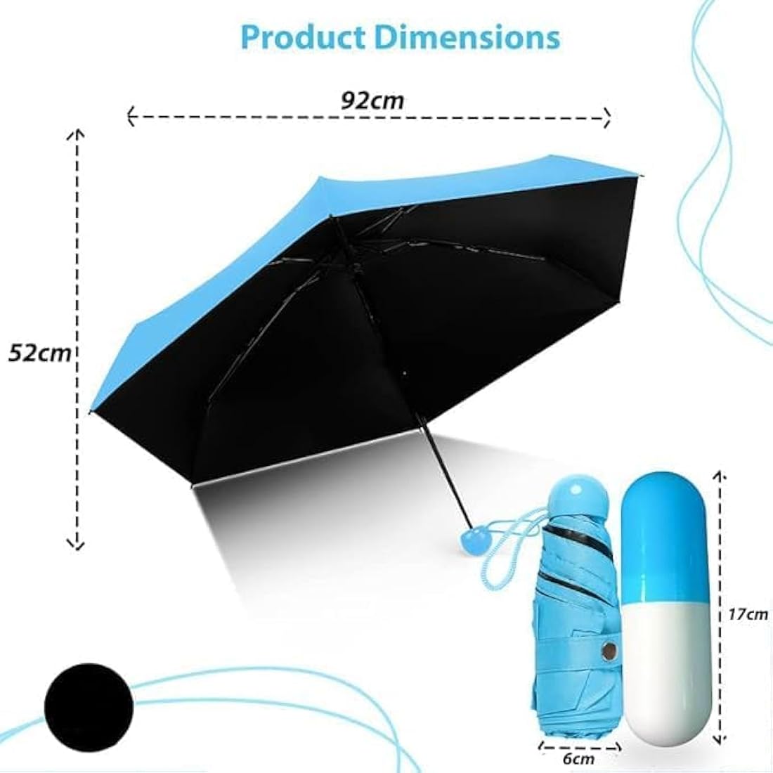 Balloxus Mini Compact Umbrella (Assorted, Pack of 1)